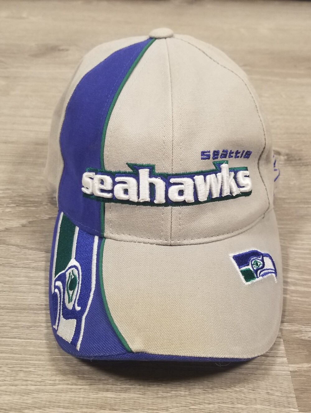 Vintage 90s Seattle Seahawks Hat Reebok NFL Pro Line Strapback Grey Blue Retro